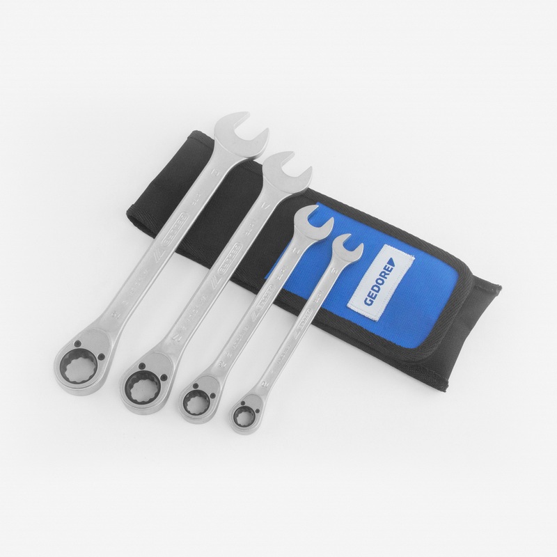 Gedore S 7 R-04 4 Piece Combination Ratchet Spanner Set - Metric