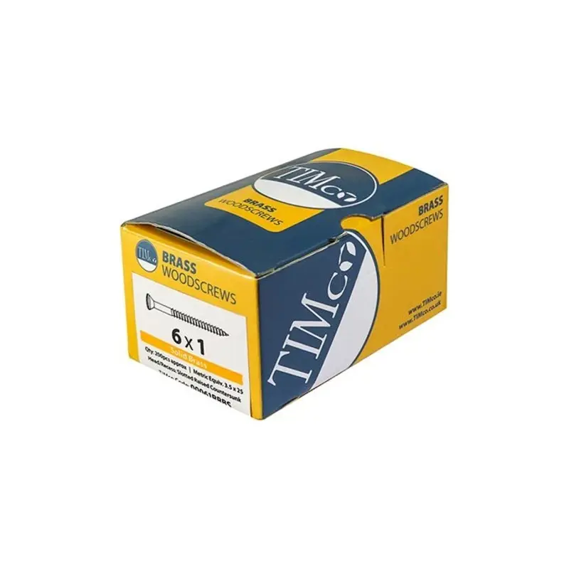 TIMCO Solid Brass Round Head Woodscrews - 6 x 1 - Pack of 200 Pieces