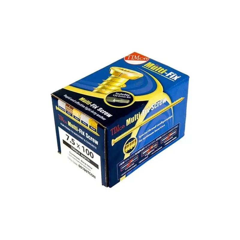 TIMCO Concrete Screws Flat Countersunk Gold - 7.5 x 40 - Pack of 100 Pieces