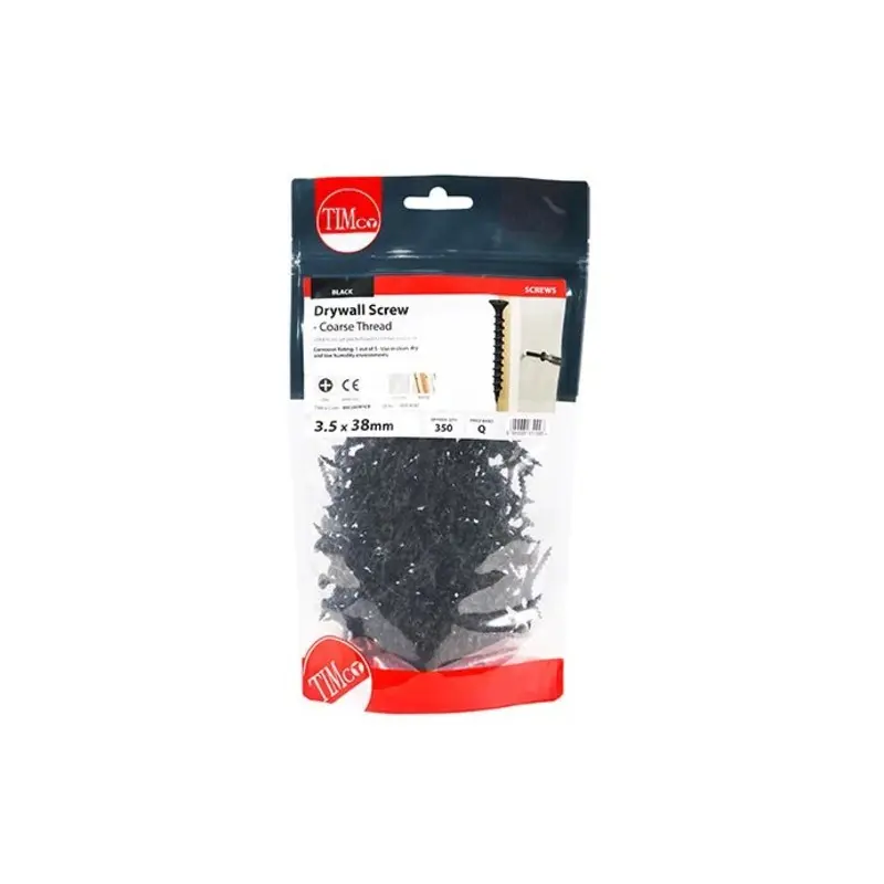 TIMCO Drywall Coarse Thread Bugle Head Black Screws - 3.5 x 38 - Pack of 350 Pieces
