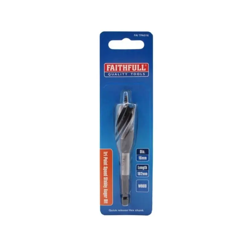 Faithfull FAITPAS16 Tri-Point Speed Auger Bit 16mm Stubby