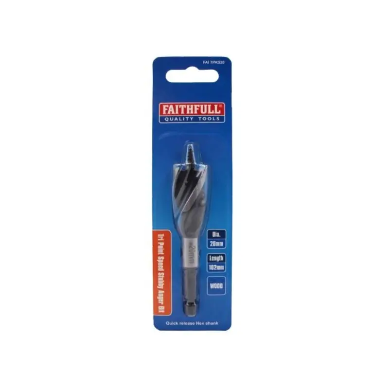 Faithfull FAITPAS20 Tri-Point Speed Auger Bit 20mm Stubby