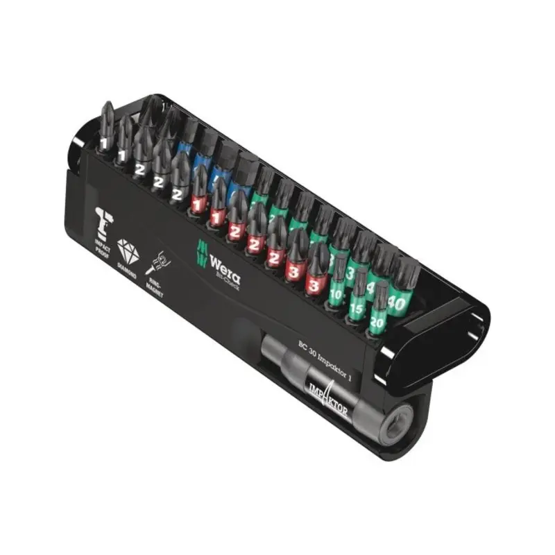 Wera Bit-Check 30 Mixed Impaktor Screwdriver Bit & Holder with Ring Magnet 30 Pieces