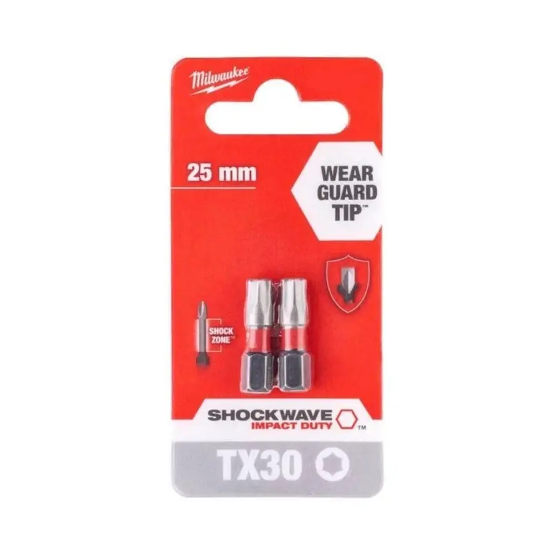 Milwaukee 25mm TX30 Shockwave Impact Driver Bits 2 Piece