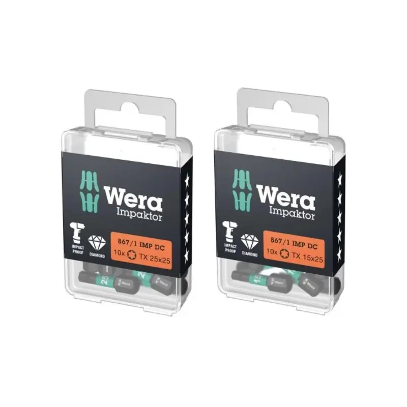 Wera 867/1 IMP DC TORX 25mm Impaktor Screwdriver Bits 10 x TX15 x TX25 - Pack of 20