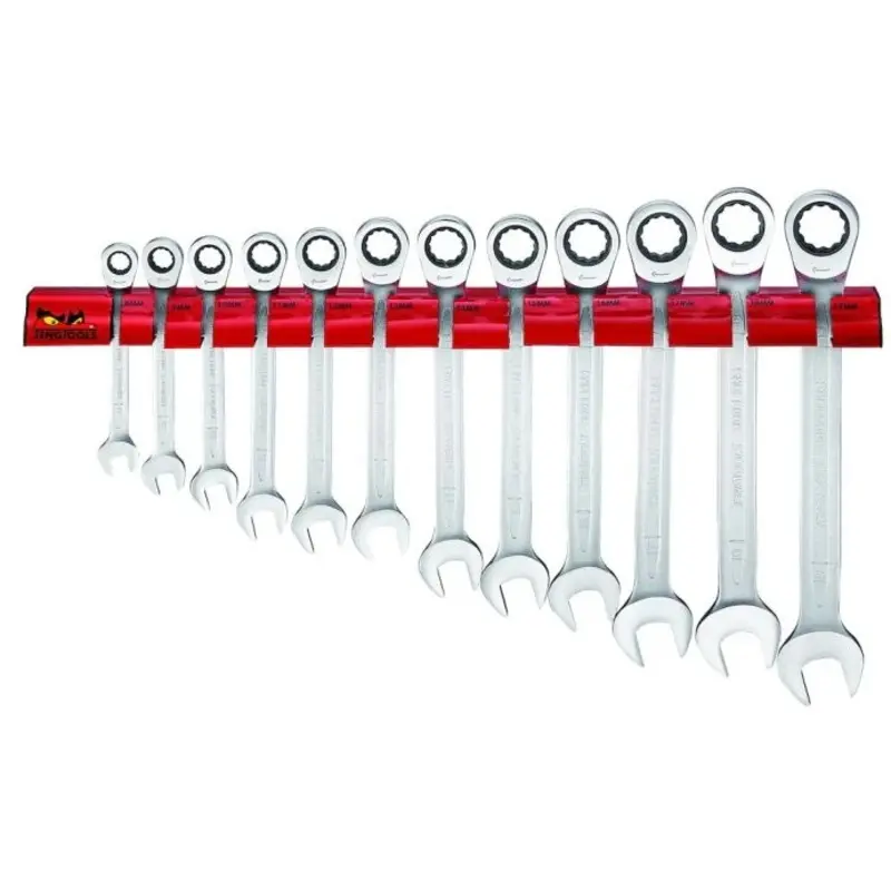 Teng Tools Ratcheting Combination Spanner Set RS Wall Rack 12 Pieces