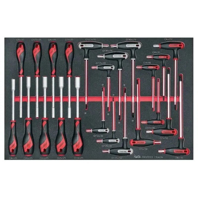 Teng Tools Nut Driver & Hex/TX T-Handle Set FOAM4X4 23 Pieces