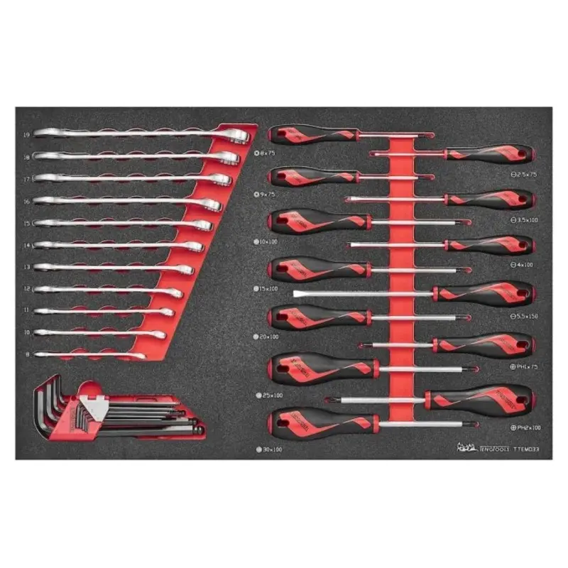Teng Tools Screwdriver & Spanner Set FOAM4X4 33 Pieces