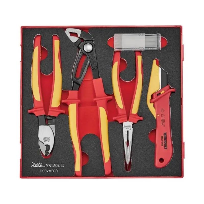 Teng Tools Insulated Plier & Knife Set FOAM2 8 Pieces