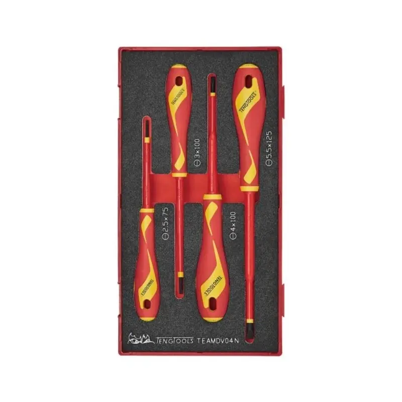 Teng Tools Insulated Screwdriver Set Flat FOAM1 4 Pieces