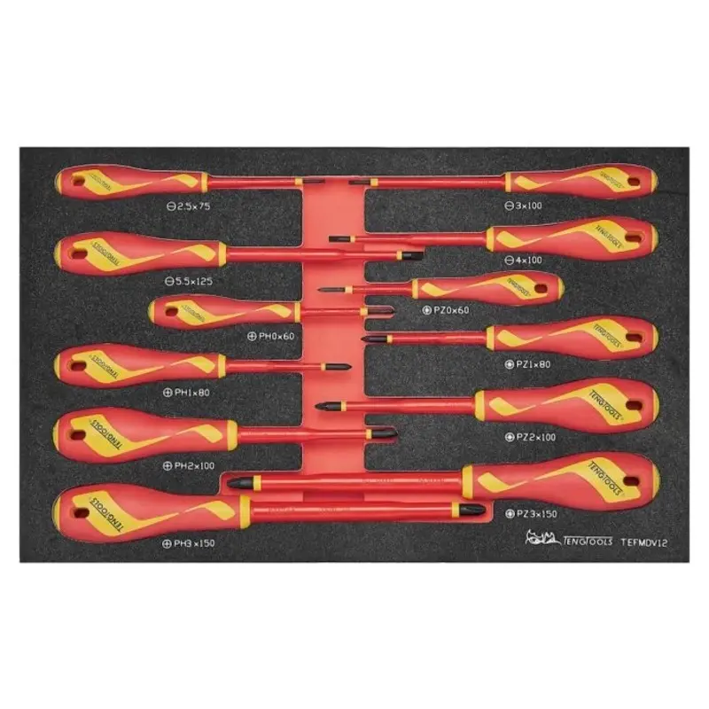 Teng Tools Insulated Screwdriver Set FOAM3 12 Pieces