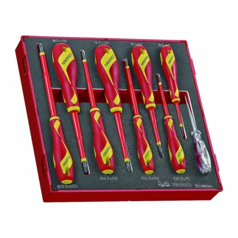 Teng Tools Insulated Screwdriver Set Mixed FOAM2 9 Pieces