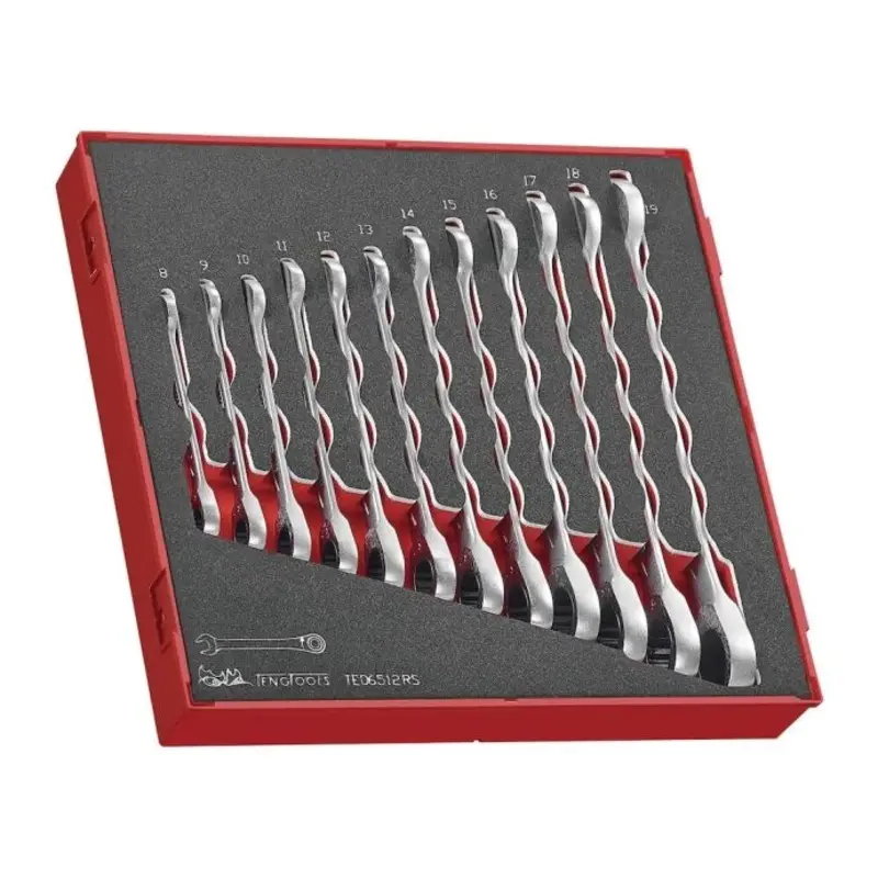 Teng Tools Ratcheting Combination Spanner Set RS FOAM2 12 Pieces