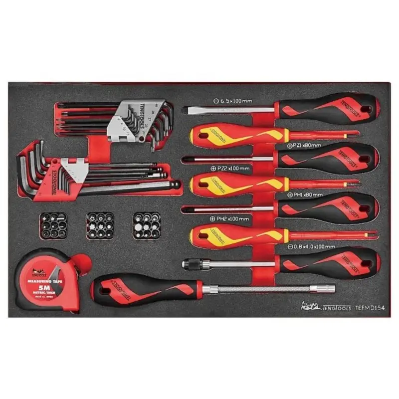 Teng Tools Screwdriver & Hex/TX Key Set 2 FOAM3 54 Pieces