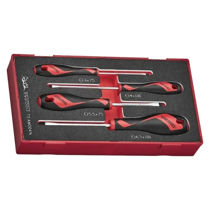 Teng Tools Screwdriver Set Flat FOAM1 4 Pieces
