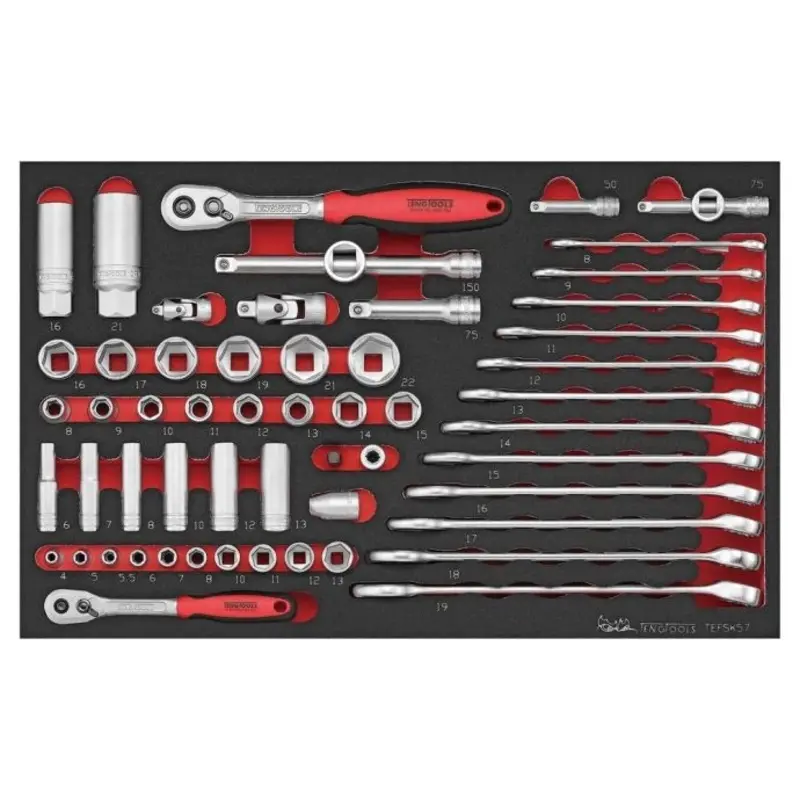 Teng Tools Spanner & Socket Set FOAM3 57 Pieces