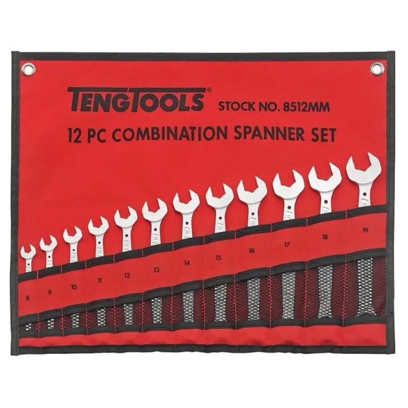 Teng Tools Combination Spanner Set Anti Slip Tool Roll 12 Pieces