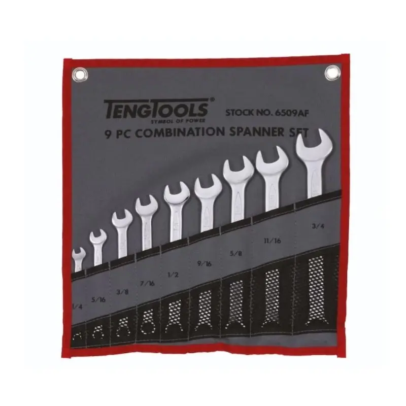 Teng Tools Combination Spanner Set 1/4"-3/4" Tool Roll 9 Pieces