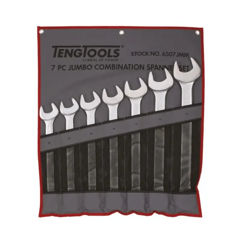 Teng Tools Combination Spanner Set 33-50 mm Tool Roll 7 Pieces