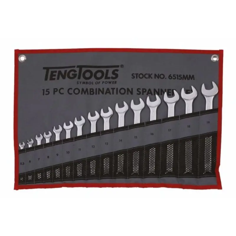 Teng Tools Combination Spanner Set 5.5-19 mm Tool Roll 15 Pieces