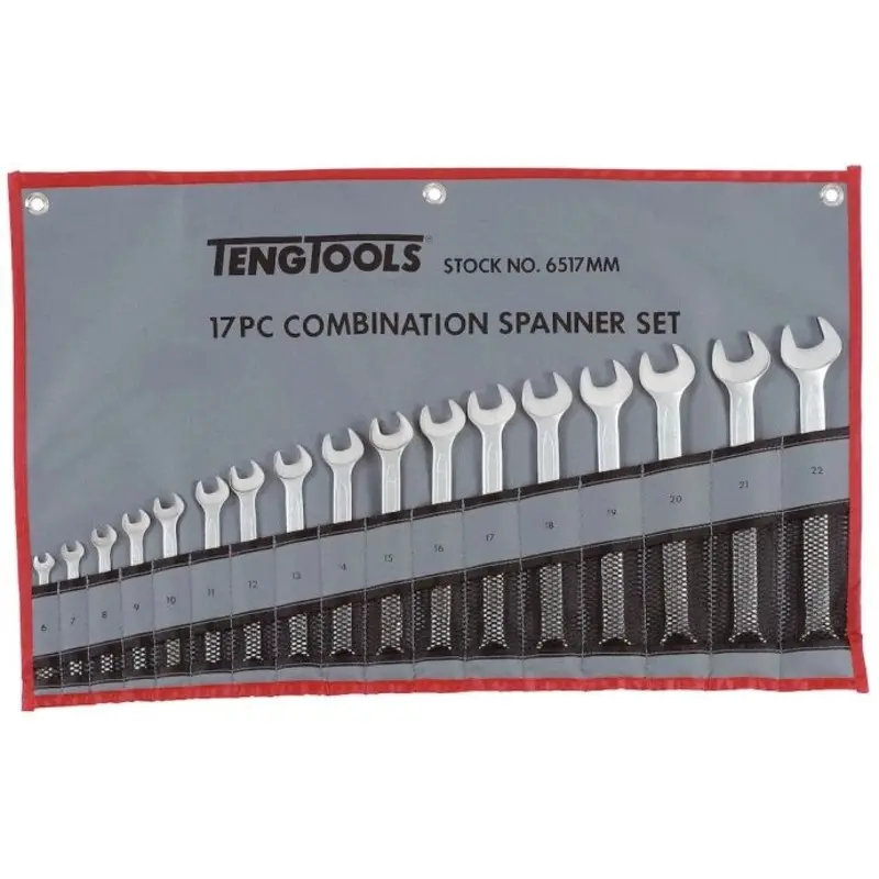 Teng Tools Combination Spanner Set 6-22 mm Tool Roll 17 Pieces