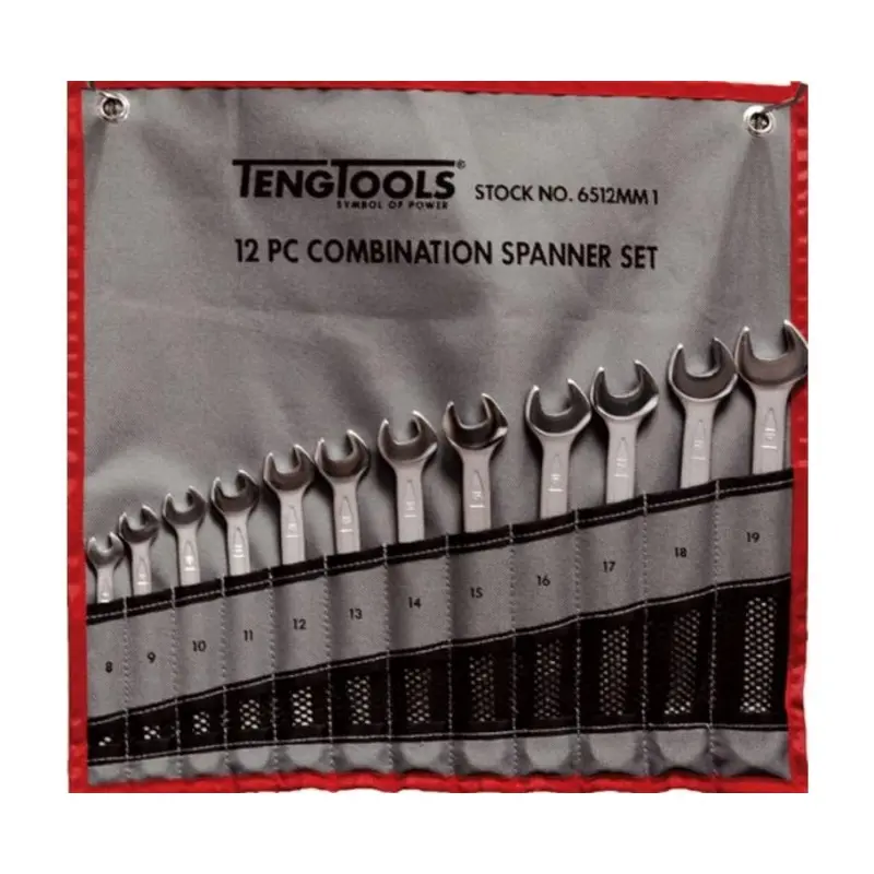 Teng Tools Combination Spanner Set 8-19 mm Tool Roll 12 Pieces
