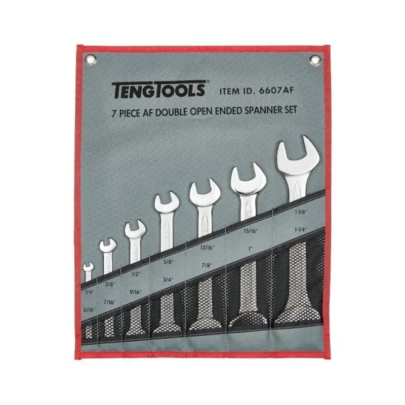 Teng Tools Double Open Ended Spanner Set AF Tool Roll 7 Pieces