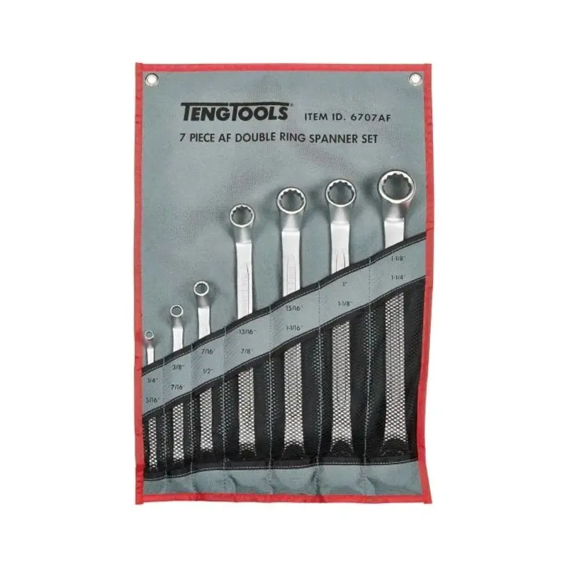Teng Tools Double Ring Spanner Set AF Tool Roll 7 Pieces