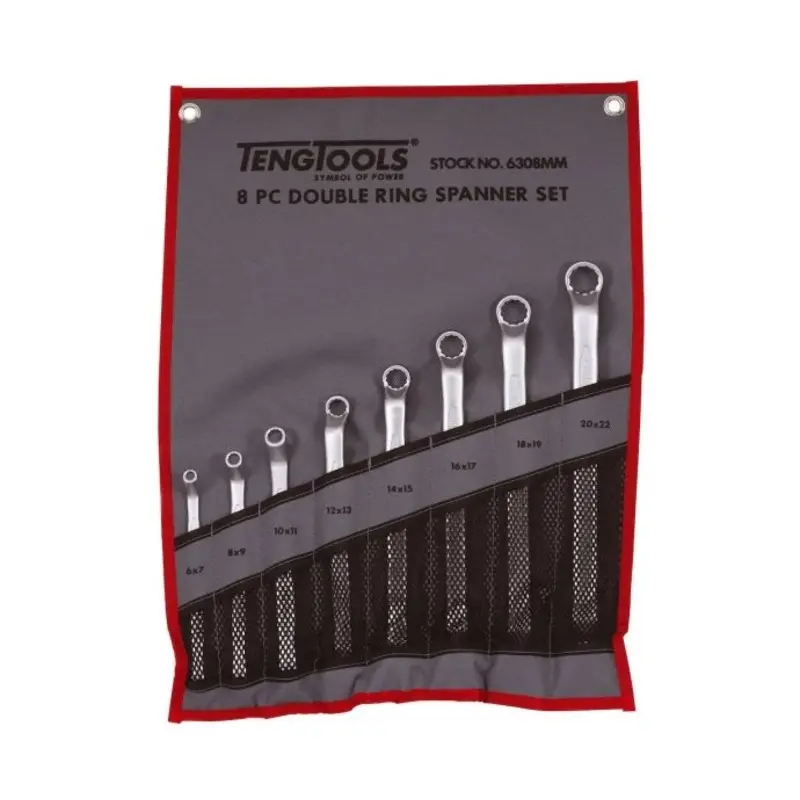Teng Tools Double Ring Spanner Set Tool Roll 8 Pieces