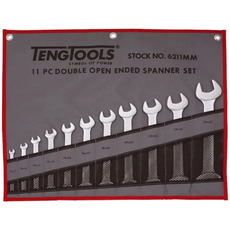 Teng Tools Double Open Ended Spanner Set Tool Roll 11 Pieces
