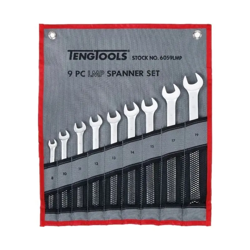 Teng Tools Long Combionation Spanner Set 8-19 mm Tool Roll 9 Pieces