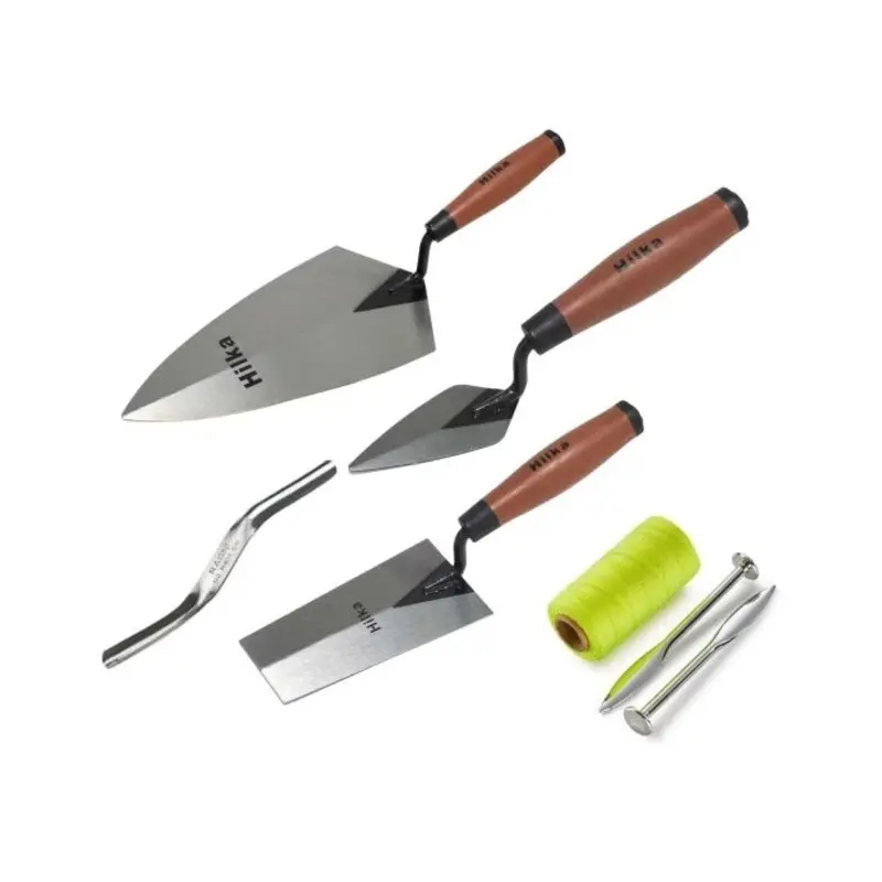 Hilka 3 Piece Plasterers Soft Grip Trowel With Brick Jointer & Line Pins Set