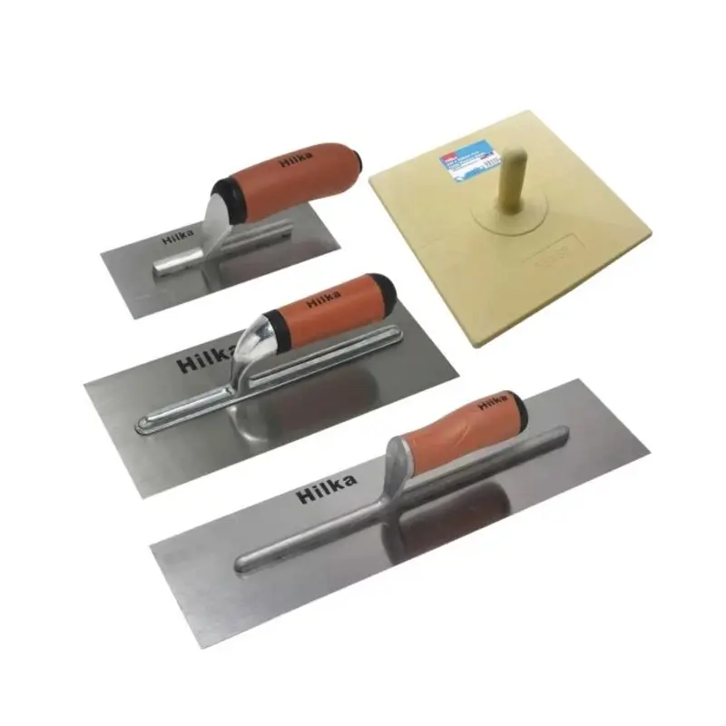 Hilka 3 Piece Plasterers Soft Grip Trowel With Plasterers Hawk