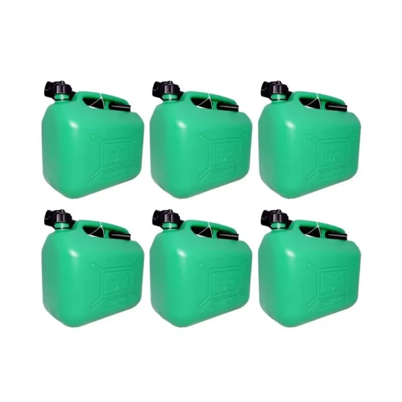 Hilka 10L Green Plastic Fuel Can - Pack of 6