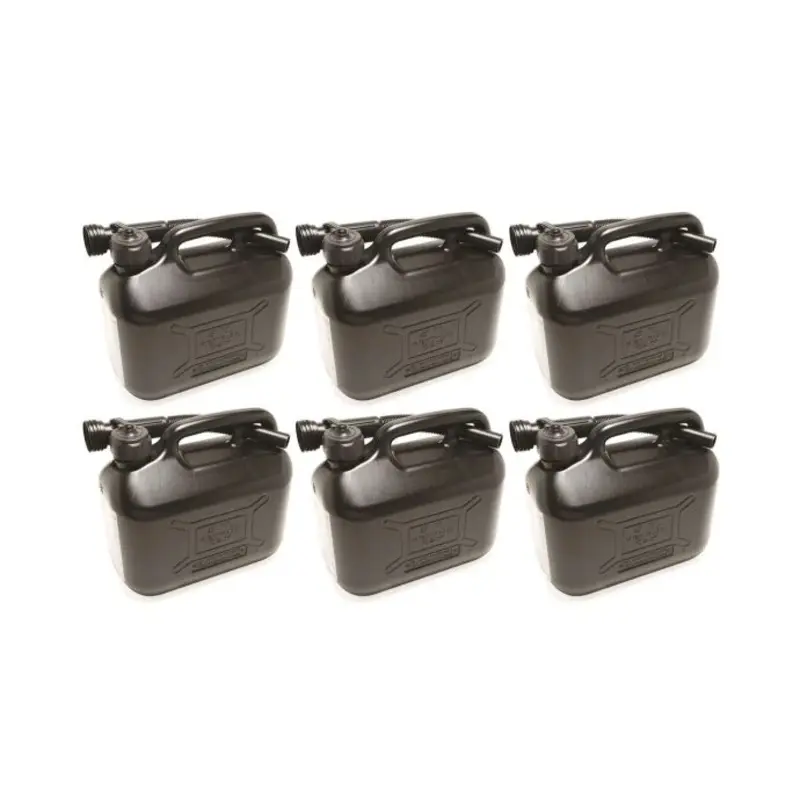 Hilka 5L Black Plastic Fuel Can - Pack of 6