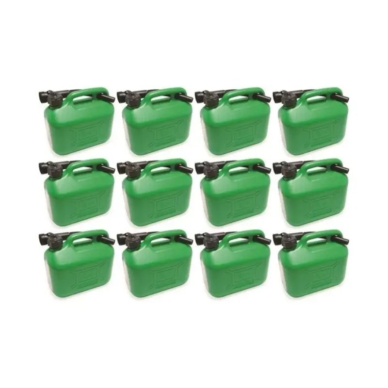 Hilka 5L Green Plastic Fuel Can - Pack of 12
