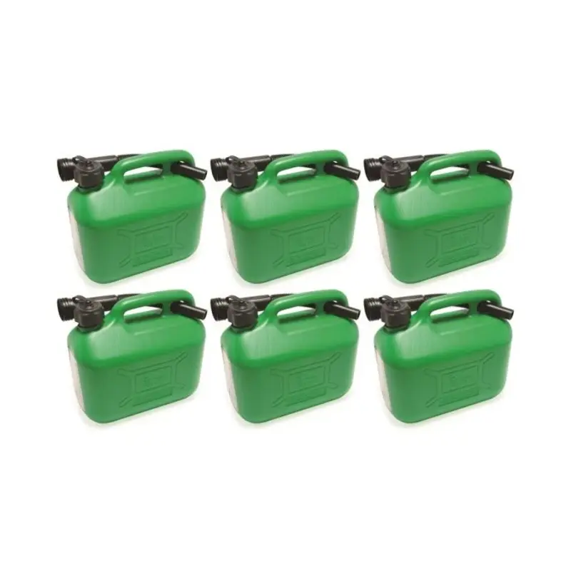 Hilka 5L Green Plastic Fuel Can - Pack of 6