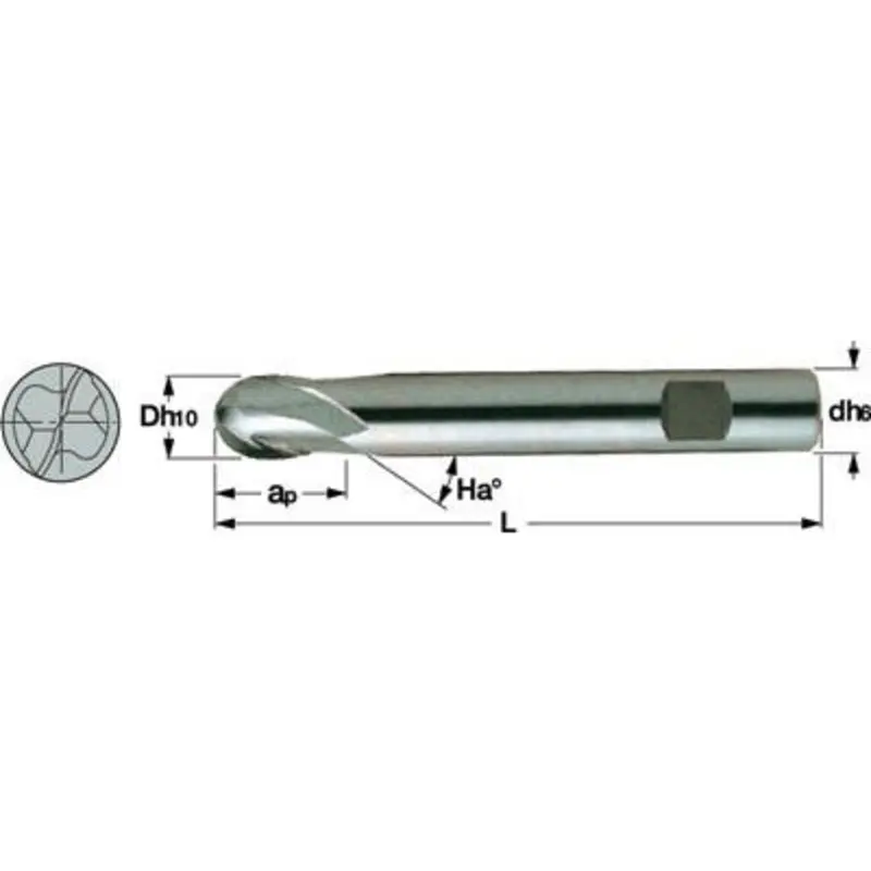Iscar 8mm IC900 2 Flute Solid Carbide Ball Nosed End Mill