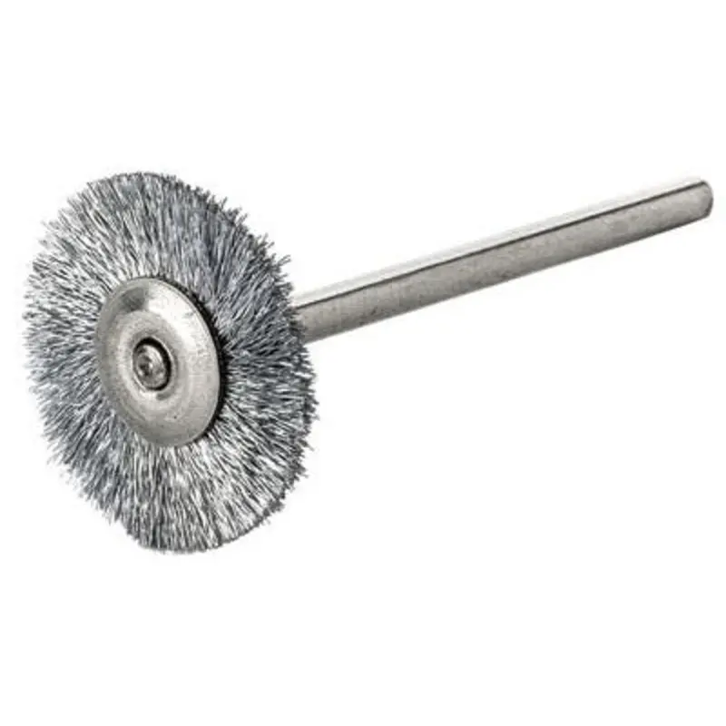 Lessmann 19 x 0.1 x 3mm Shank Stainless Steel Wire Miniature Wheel Brush
