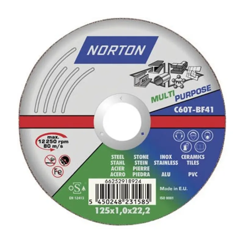 Norton 125 x 1.6 x 22.23mm 46 Grit Cut-Off Wheel Type 41