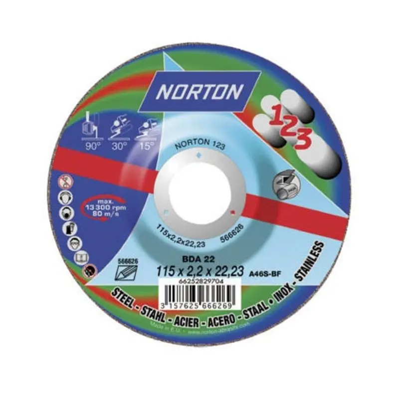 Norton 125 x 1 x 22.23mm 60 Grit Cut-Off Wheel Type 41