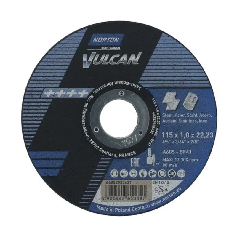Norton 115 x 1 x 22.23mm 60 Grit Aluminium Oxide Cut-Off Disc Type 41
