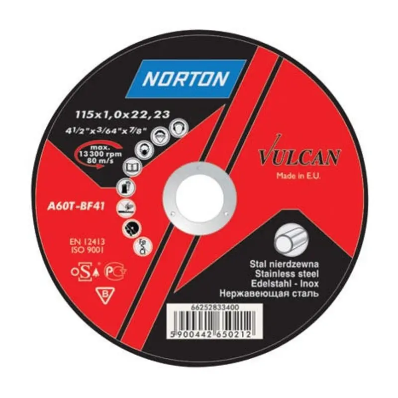 Norton 125 x 2.5 x 22.23mm 30 Grit Aluminium Oxide Cut-Off Disc Type 41