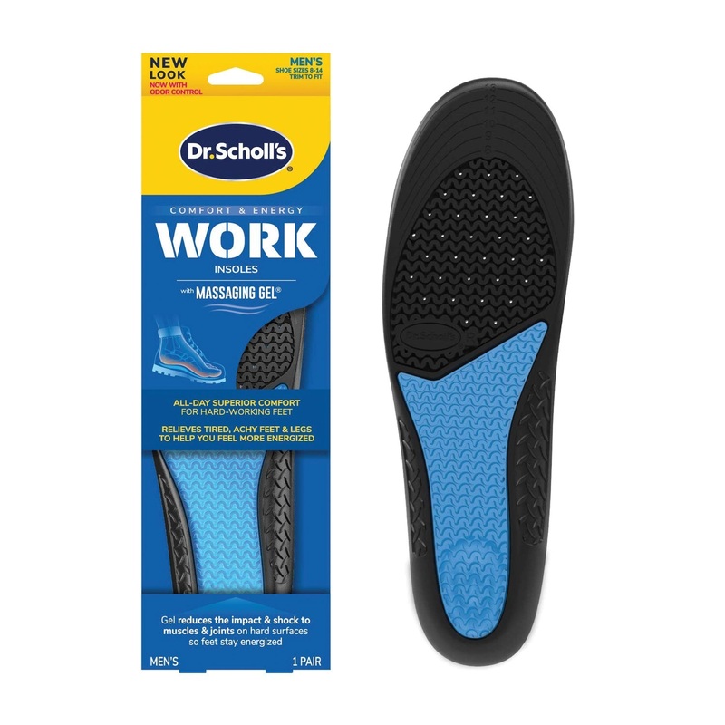 Dr. Scholl's 888853590622 Work Insole with Massaging Gel, Fits Shoe Size: Men's SZ 8 to 14