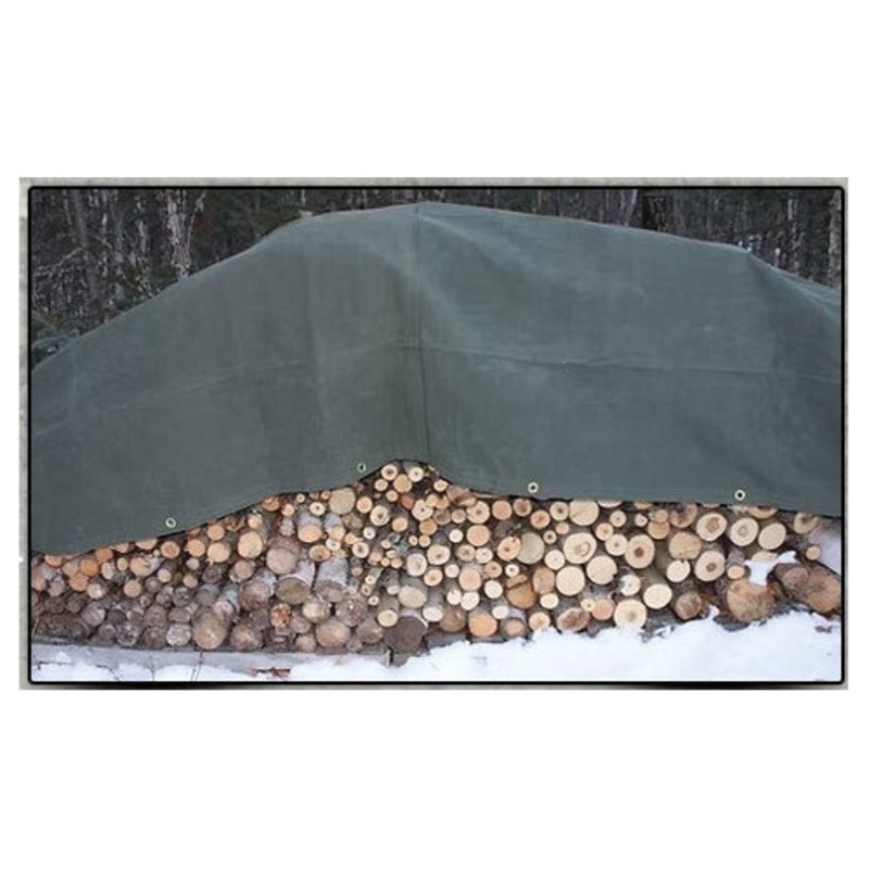 Dry Top OCT1216 Canvas Tarp, Drab Green Tarp Top, Double Stitched Seam, 18 in Grommet Spacing, Resists: Mildew, Water