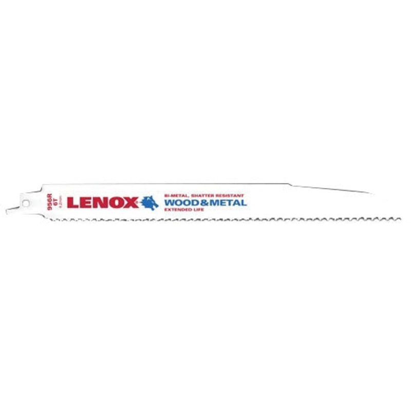 LENOX 20582956R Reciprocating Saw Blade, 9 in L, 3/4 in W, 6 TPI, Bi-Metal Blade