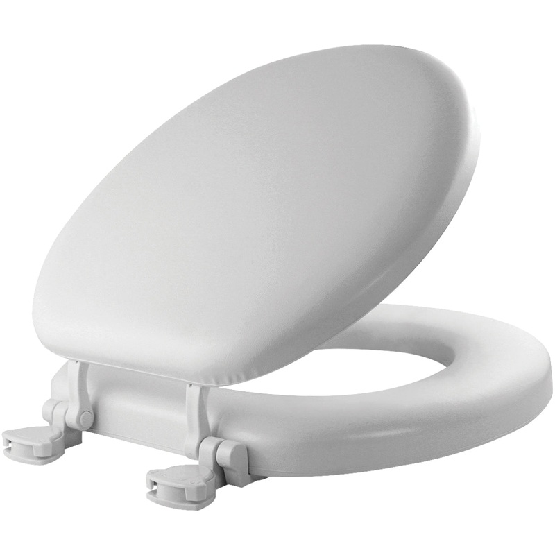 mayfair Eden 15EC 000 Toilet Seat, Yes, Round, Vinyl, White, 3.438 in H x 15 in W x 17.125 in D
