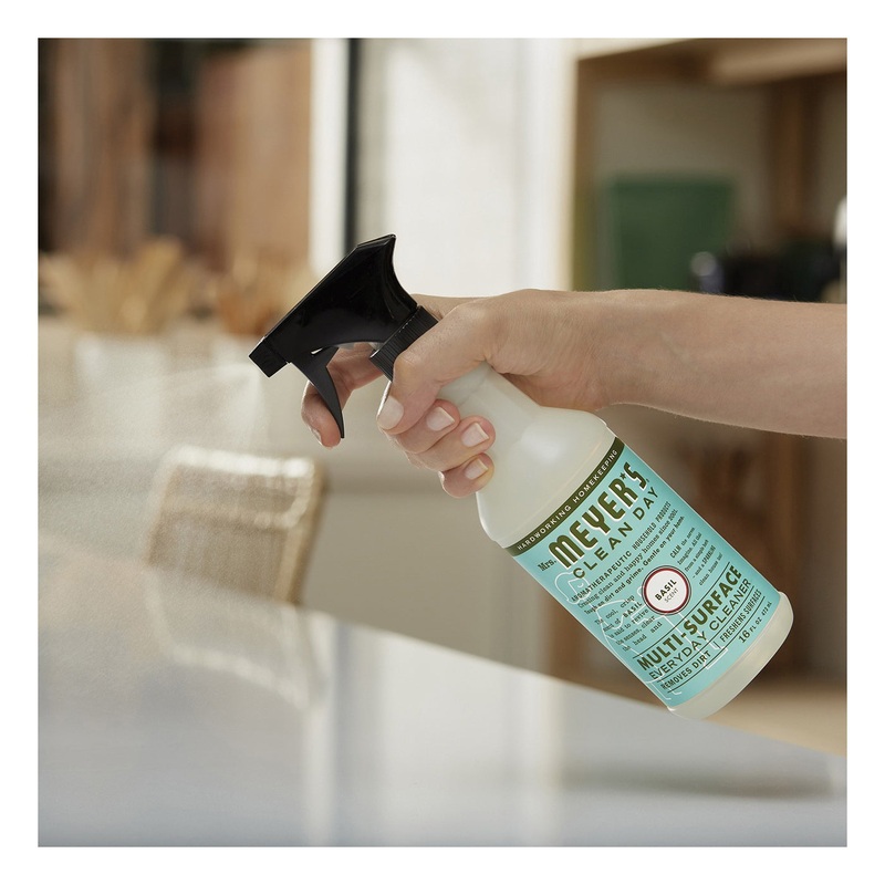 Mrs. Meyer's 14441 Multi-Surface Everyday Cleaner, 16 oz, Countertop Spray, Liquid, Basil