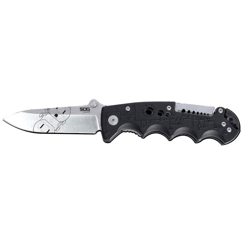 SOG Kilowatt Series EL01-CP Kilowatt Folding Knife, Clip Point, Straight Edge Blade, 3.4 in L Blade, Nylon Handle