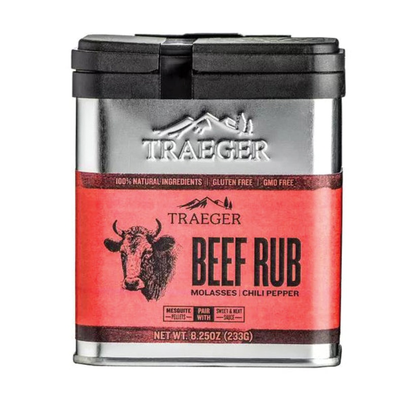 TRAEGER SPC169 Beef Rub, Brown Sugar, Red Pepper Flavor, 8.25 oz Tin